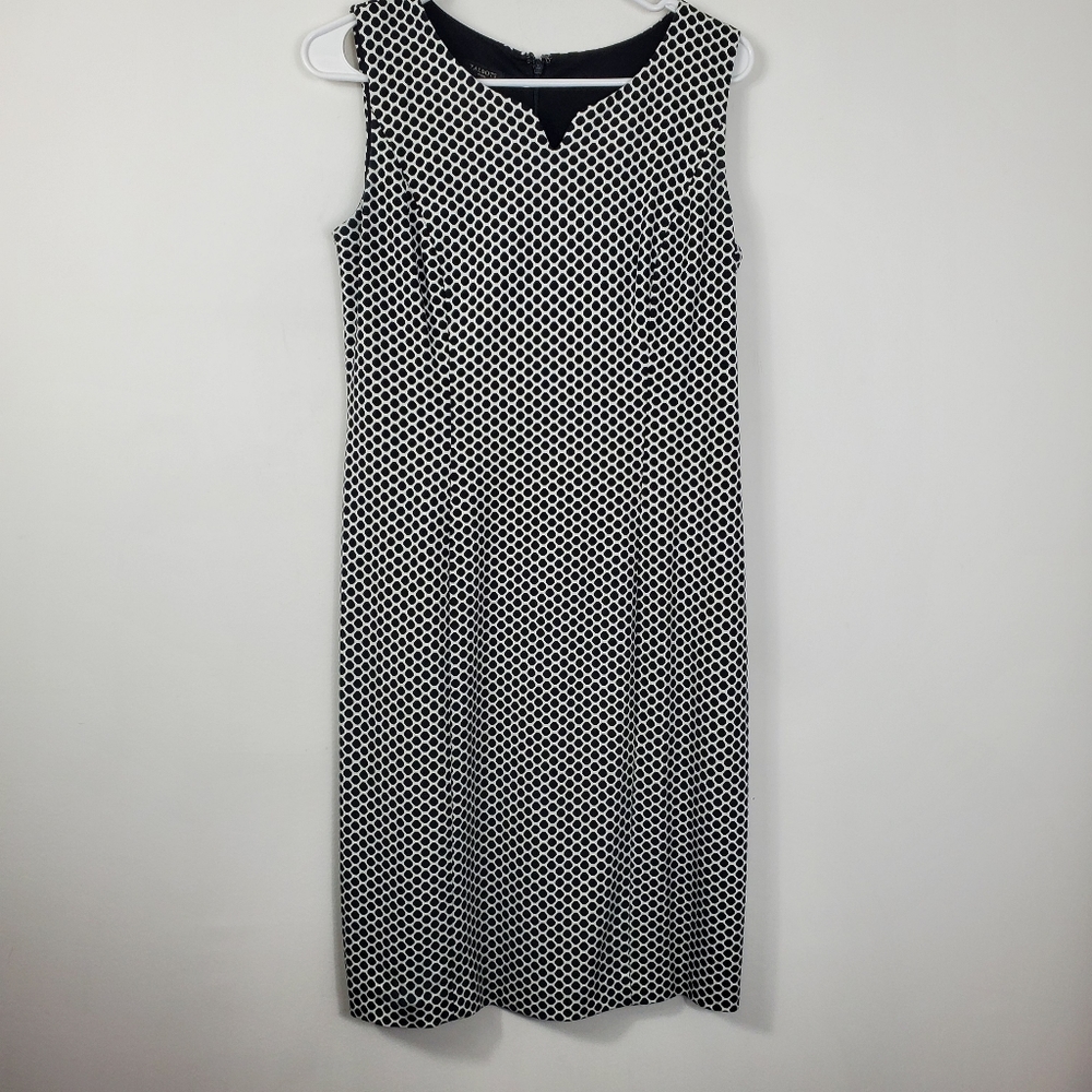 Talbots Dress Womens Size 8P Honeycomb Pattern Black and White Classic Preppy